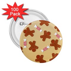 Gingerbread Christmas Time 2.25  Buttons (100 pack) 