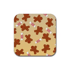 Gingerbread Christmas Time Rubber Coaster (square) by Pakjumat