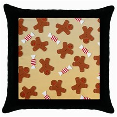 Gingerbread Christmas Time Throw Pillow Case (Black)