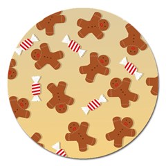 Gingerbread Christmas Time Magnet 5  (Round)