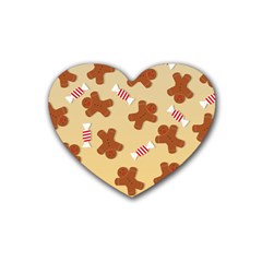 Gingerbread Christmas Time Rubber Heart Coaster (4 Pack) by Pakjumat