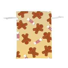 Gingerbread Christmas Time Lightweight Drawstring Pouch (L)