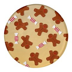 Gingerbread Christmas Time Round Glass Fridge Magnet (4 pack)