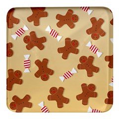 Gingerbread Christmas Time Square Glass Fridge Magnet (4 pack)