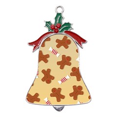 Gingerbread Christmas Time Metal Holly Leaf Bell Ornament by Pakjumat