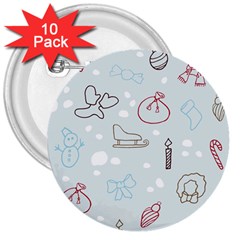 Winter Pattern Background Element 3  Buttons (10 Pack)  by Pakjumat