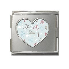 Winter Pattern Background Element Mega Link Heart Italian Charm (18mm) by Pakjumat