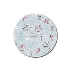 Winter Pattern Background Element Rubber Round Coaster (4 Pack) by Pakjumat