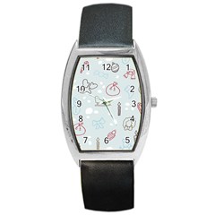 Winter Pattern Background Element Barrel Style Metal Watch by Pakjumat