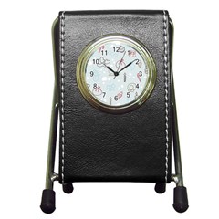 Winter Pattern Background Element Pen Holder Desk Clock by Pakjumat