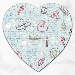 Winter Pattern Background Element Jigsaw Puzzle (heart) by Pakjumat