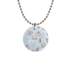 Winter Pattern Background Element 1  Button Necklace