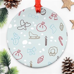 Winter Pattern Background Element Round Ornament (two Sides) by Pakjumat