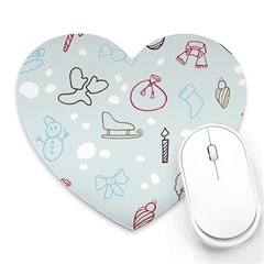 Winter Pattern Background Element Heart Mousepad by Pakjumat