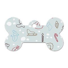 Winter Pattern Background Element Dog Tag Bone (two Sides) by Pakjumat