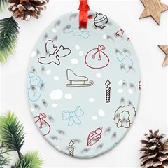 Winter Pattern Background Element Ornament (oval Filigree) by Pakjumat