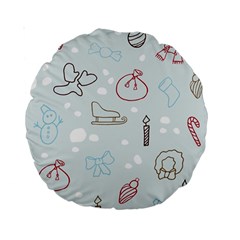 Winter Pattern Background Element Standard 15  Premium Round Cushions by Pakjumat