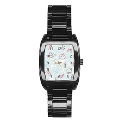 Winter Pattern Background Element Stainless Steel Barrel Watch by Pakjumat