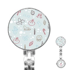 Winter Pattern Background Element Stainless Steel Nurses Watch by Pakjumat