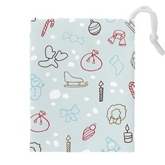 Winter Pattern Background Element Drawstring Pouch (4xl) by Pakjumat