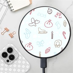 Winter Pattern Background Element Wireless Fast Charger(black) by Pakjumat