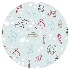 Winter Pattern Background Element Round Trivet by Pakjumat