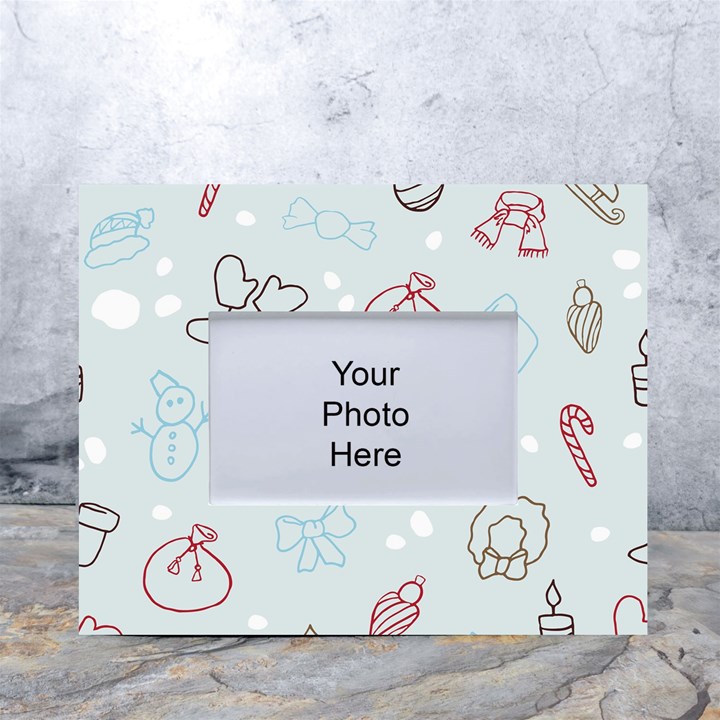 Winter Pattern Background Element White Tabletop Photo Frame 4 x6 