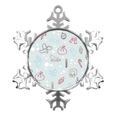 Winter Pattern Background Element Metal Small Snowflake Ornament by Pakjumat