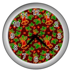 Christmas Pattern Wall Clock (silver) by Pakjumat