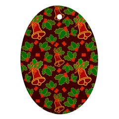 Christmas Pattern Oval Ornament (two Sides) by Pakjumat