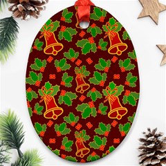 Template Christmas Pattern Oval Ornament (two Sides) by Pakjumat