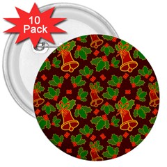 Christmas Wrapping Paper 3  Buttons (10 Pack)  by Pakjumat