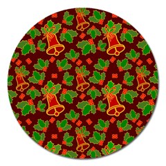 Christmas Wrapping Paper Magnet 5  (round) by Pakjumat