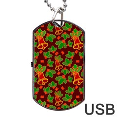 Christmas Pattern Dog Tag Usb Flash (one Side) by Pakjumat