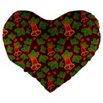 Christmas Pattern Large 19  Premium Flano Heart Shape Cushions Back