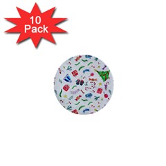 Illustration Christmas Pattern 1  Mini Buttons (10 Pack)  by Pakjumat