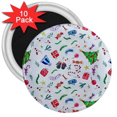 Illustration Christmas Pattern 3  Magnets (10 Pack)  by Pakjumat