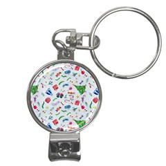 Illustration Christmas Pattern Nail Clippers Key Chain by Pakjumat