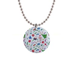 Illustration Christmas Pattern 1  Button Necklace by Pakjumat