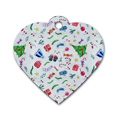 Illustration Christmas Pattern Dog Tag Heart (two Sides) by Pakjumat