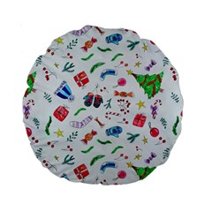 Illustration Christmas Pattern Standard 15  Premium Round Cushions by Pakjumat