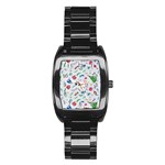 Illustration Christmas Pattern Stainless Steel Barrel Watch Front