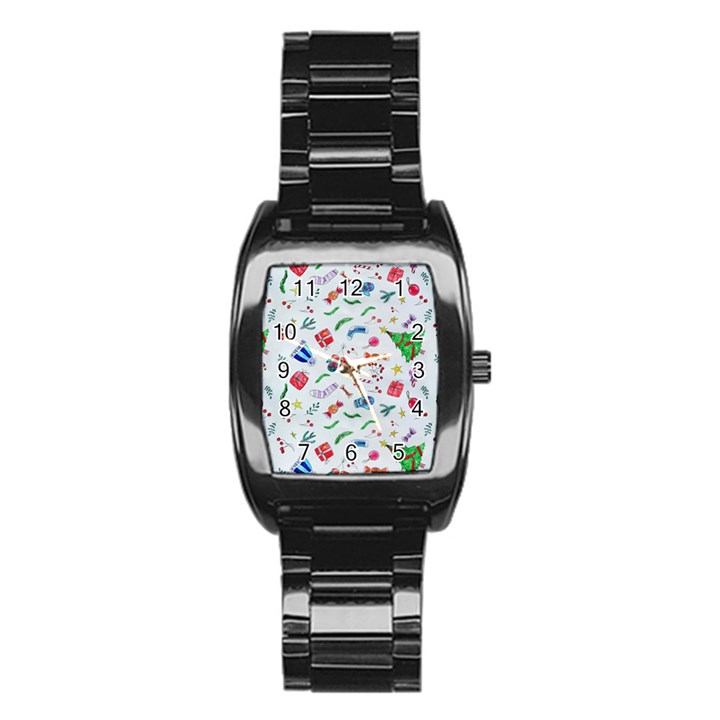 Illustration Christmas Pattern Stainless Steel Barrel Watch