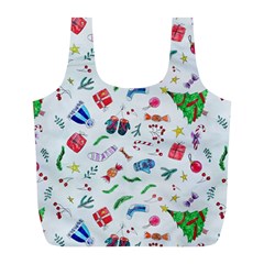 Illustration Christmas Pattern Full Print Recycle Bag (l) by Pakjumat