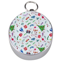 Illustration Christmas Pattern Silver Compasses by Pakjumat