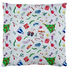 Illustration Christmas Pattern Large Premium Plush Fleece Cushion Case (two Sides) by Pakjumat