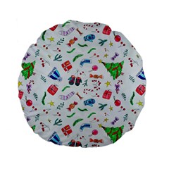 Illustration Christmas Pattern Standard 15  Premium Flano Round Cushions by Pakjumat