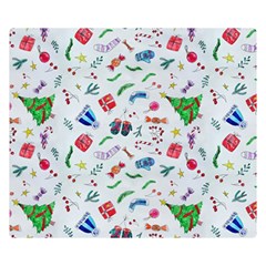 Illustration Christmas Pattern Two Sides Premium Plush Fleece Blanket (small) by Pakjumat