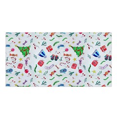 Illustration Christmas Pattern Satin Shawl 45  X 80  by Pakjumat