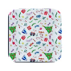 Illustration Christmas Pattern Square Metal Box (black) by Pakjumat